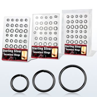 brnhp20 display 60 aros nariz continuos plata 925 color negro 8mm 12mm distribuidor