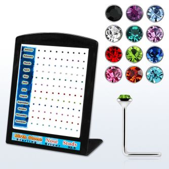 brnsbt display 120 piercing nariz l plata 925 0 6mm cristal redondo 1 5mm colores nacimiento mayorista