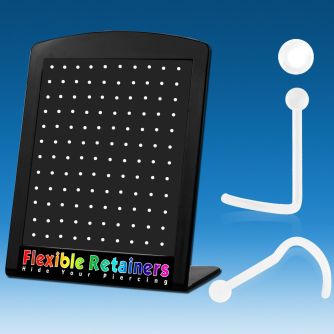 brnscrt display 120 retainers piercings nariz l bio flexible transparente bola 2mm al por mayor