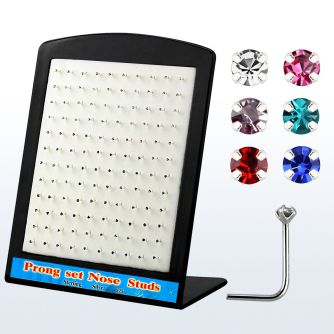 brnspm display 120 piercing nariz l plata 925 0 6mm cristal redondo 1 5mm mayorista