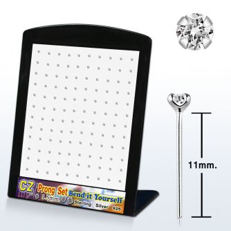 brnyzc display 120 plata esterlina piercing nariz doblar tu mismo 0 6mm zirconia redonda 1 5mm distribuidor