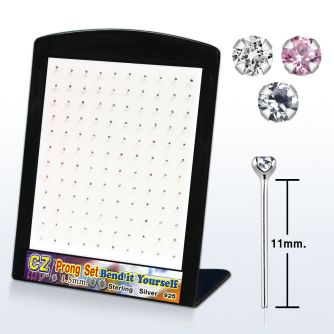 brnyzm display expositor 120 piercing nariz doblar tu mismo plata 0 6mm zirconia redondas 1 5mm distribuidor