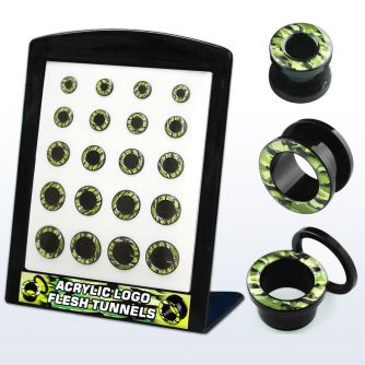brpg101 display 20 dilatadores tunel acrIlico negro logo estampado camuflaje 6mm 14mm venta por mayor