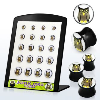 brpg103 board w acrylic double flared plug with owl picture