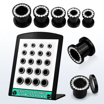 brpg111 board w acrylic flesh tunnel w crystal studded rim