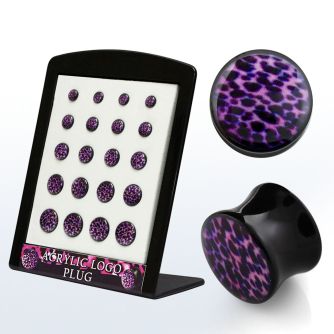 brpg118 display 20 dilatacones plug doble flare acrilico negro leopardo purpura 6mm 14mm venta