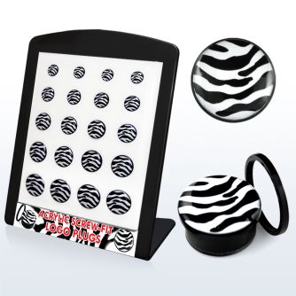 brpg137 board w acrylic screw fit plug with b w zebra stripes