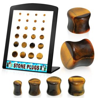 brpg142 board w 24 pcs of double flared tiger eye plugs
