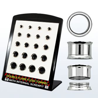 brpg149c display 20 dilatadores tunel doble flare acero rosca interna 2g 916 6mm 14mm distribuidor