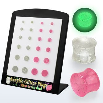 brpg163 display 24 plugs acrIlicos doble uso plug brillante durante dIa brilla oscuridad 8g 00g 3mm 10mm venta por mayor