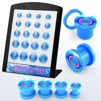 brpg168 board of acrylic screwfit plug with dolphin couple logo