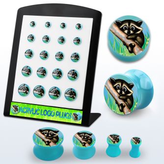 brpg171 display 20 plugs acrIlicos doble flare logo mapache 2g to 916 6mm 14mm al por mayor