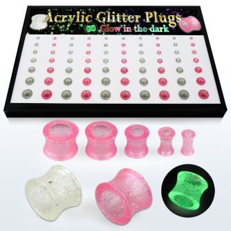 brpg177 bandeja display 70 dilataciones tunel acrilicas uso dual tunel glitter dia tunel brilla oscuridad noche 3mm 12mm distribuidor