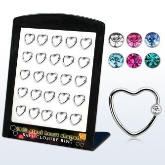 brpg233 display 25 aro bola presion corazon acero 316l bola cierre 3mm cristal bisel distribuidor mayorista