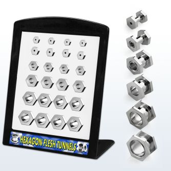 brpg79 board of polished hexagon screwfit steel flesh tunnel