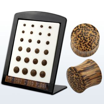 brpwb display with 24 pcs of coconut wood double flared plug