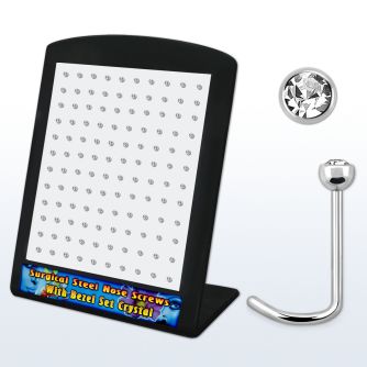 brs114 display 120 piercing nariz l acero quirurgico media bola 2 5mm cristal bisel claros al por mayor