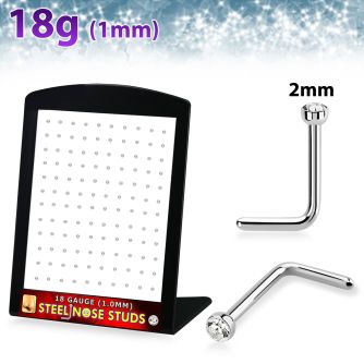 brs134c 316l steel nose studs round clear crystal tops