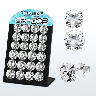 brscz11 display 12 pares piercings oreja plata esterlina grandes zirconia redondas claras 11mm 12mm distribuidor