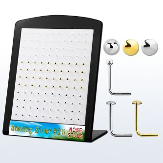 brsmx1 display expositor 120 piercing nariz l plata esterlina 925 0 6mm las bola 1 5mm disco plano 2mm disco oro 18 kts 2mm mayorista