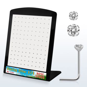 brspmc display 120 piercing nariz l plata 925 0 6mm cristal claro 1.4mm 1 5mm 2mm mayorista