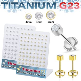 bruerbzr2 titanium ear studs 20g bezel set cz stone 36 pairs