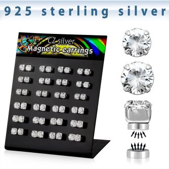 brzmgc display 24 piercings oreja magneticos zirconia plata clara redondas 5 6mm distribuidor
