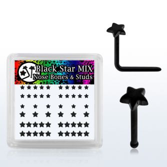 bxaksr caja piercing nariz hueso piercings nariz l acrilico negro estrella tamanos variados distribuidor mayorista