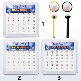 bxbop4 caja 36 piercing nariz hueso acero 316l anodizado opalos sinteticos redondos 1 5mm al por mayor