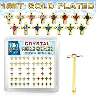 bxcrmg 18k gold plated silver nose bones color cross