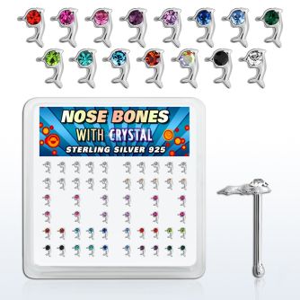 bxdpm caja display piercing nariz hueso plata 0 6mm delfin cristal distribuidor mayorista