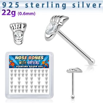 bxftc box w 52 pcs. silver nose bones w foot print shaped top