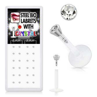 bxljy1 caja 24 labrets bio flexibles transparentes acero quirurgico 2 5mm presion cristal claros mayorista