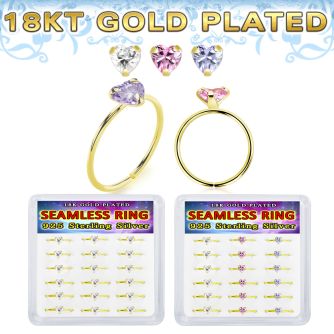 bxnhmx5g 18k plated silver seamless nose ring heart 18pcs