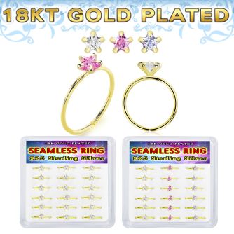bxnhmx7g 18k plated silver seamless nose ring 22g star 18pcs