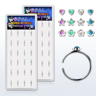 bxnr5 display 24 aros nariz clip acero quirurgico formas opalo redondo 1 5mm centro venta