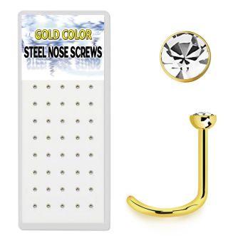 bxns3 caja 40 piercing nariz l acero quirurgico anodizado dorado cristal redondo 2mm distribuidor mayorista
