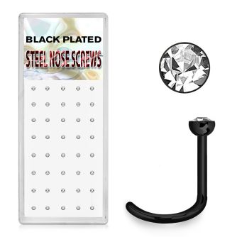 bxns6 caja 40 piercing nariz l acero quirurgico anodizado negro cristal redondo 2mm distribuidor