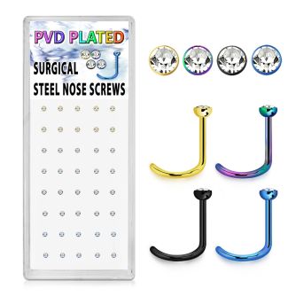 bxns9 caja 40 piercing nariz l acero quirurgico anodizado cristal redondo 2mm venta