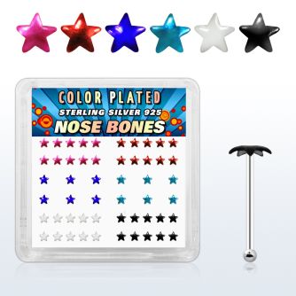 bxpsar caja display piercing nariz hueso plata esterlina 925 0 6mm estrella colores al por mayor