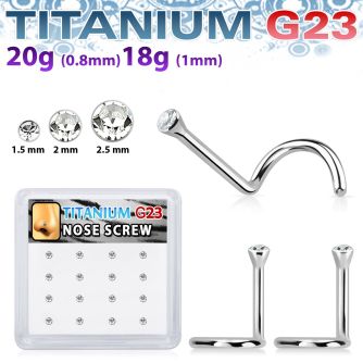 bxuns1 caja 16 piercing nariz l titanio g23 1mm cristal claro bisel distribuidor mayorista