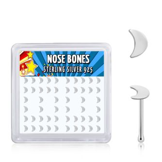 bxvmo 925 sterling silver nose bones 22g flat moon top 52