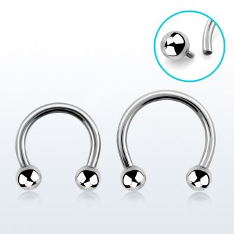 cbebin 316l steel circular barbell with threaded 3mm ball