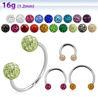 cbefr4l xxl steel circular barbell 16g w 4mm multi crystal balls