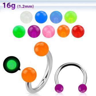 cbeglb 316l steel circular barbell with acrylic luminous ball