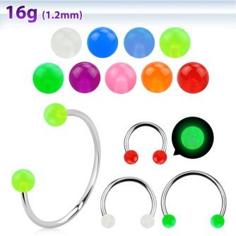 cbeglbl xxl steel circular barbell 16g 3mm glow in the dark ball