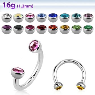 cbehjb3 316l steel circular barbell with two 3mm bezel set balls