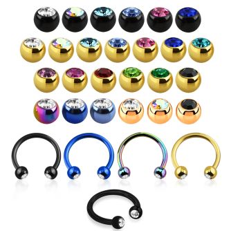 cbet2c anodized 316l steel eyebrow banana with bezel ball