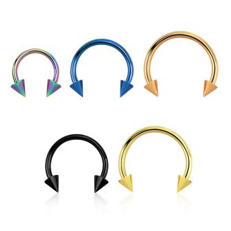 cbetcn18 pvd 316l steel circular barbell with two 3mm cones