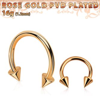 cbettcn rose gold plated 316l steel circular barbell w 3mm cones
